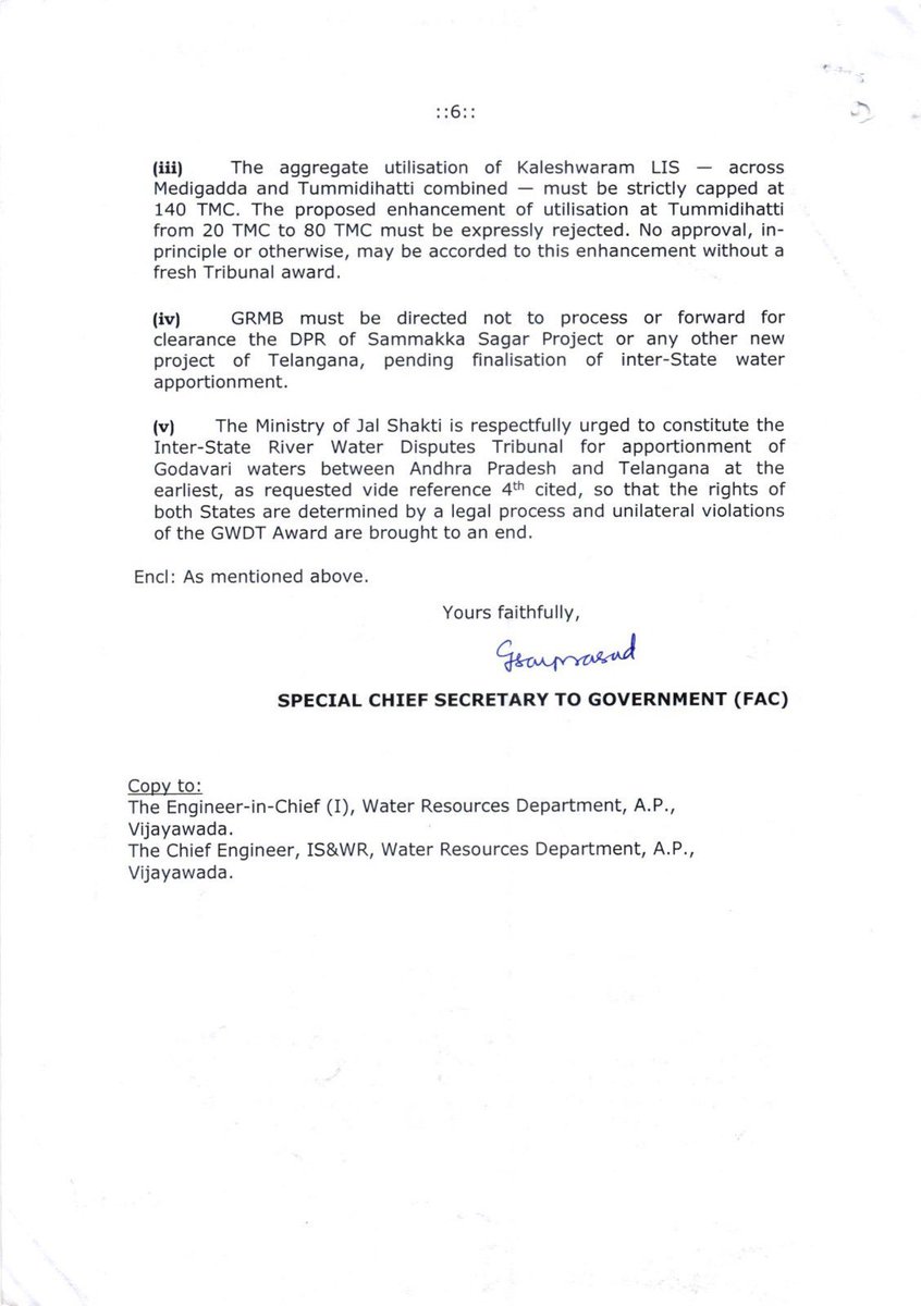 watARSHmelon's tweet photo. he tells one thing in front of media &amp; then sends these letters to block every single Telangana project on Godavari river.

letters are all that matter, EOD! https://t.co/rFoXY0dMby