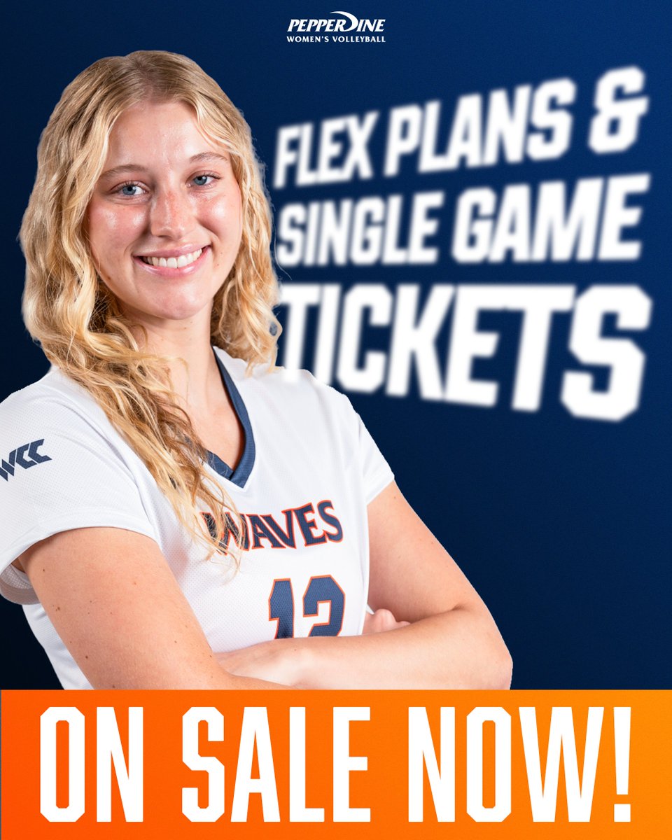 PepperdineWVB's tweet photo. Flex plan and single game tickets are all on sale now!

Click the link to purchase tickets, view match times, and promos 👇

📰 | https://t.co/OIzvFV3h9G

#MakeWaves | @PepperdineWaves https://t.co/Ya92ac51VV