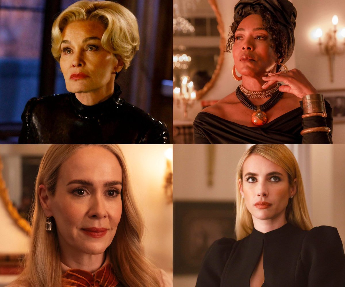 CinemagicBrasil's tweet photo. SÃO ELAS! 🚨 

Primeiras imagens oficiais de Constance Langdon, Marie Leveau, Cordelia Goode e Madison Montgomery em #AHS13 https://t.co/ssfsvIjgAc
