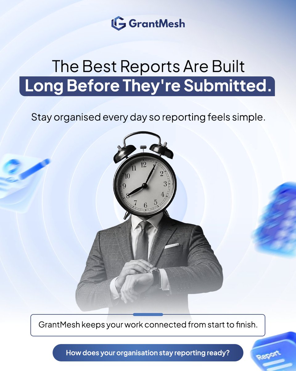 GrantMesh's tweet photo. Strong reporting starts with strong project management.

When your tasks, documents, deadlines, and partner updates stay connected throughout the project, reporting becomes far less complicated.

Build the process right from the start.

#GrantMesh #ProjectManagement #ErasmusPlus https://t.co/jsbT4b5Sau