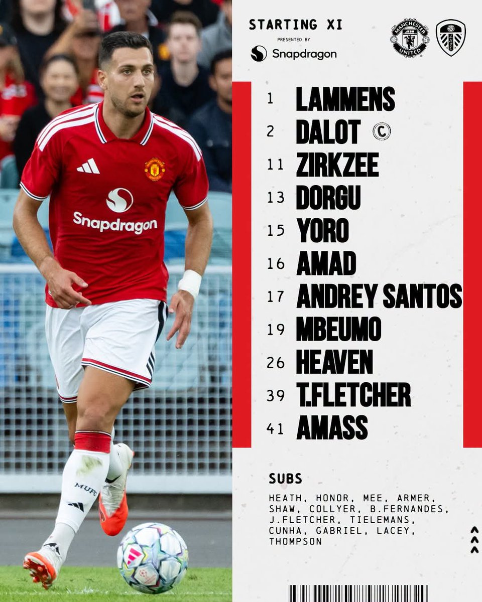 RedDevilLatino's tweet photo. #LaTitular
Vamos con Senne Lammens en el arco. Diogo Dalot, Leny Yoro, Ayden Heaven y Harry Amass en el fondo. Andrey Santos, Tyler Fletcher, Amad Diallo, Patrick Dorgu y Josh Zirkzee en el medio. Adelante va Bryan Mbeumo.
Vamooooos Manchester United! 🙌🏻❤️ https://t.co/3cADB065fF