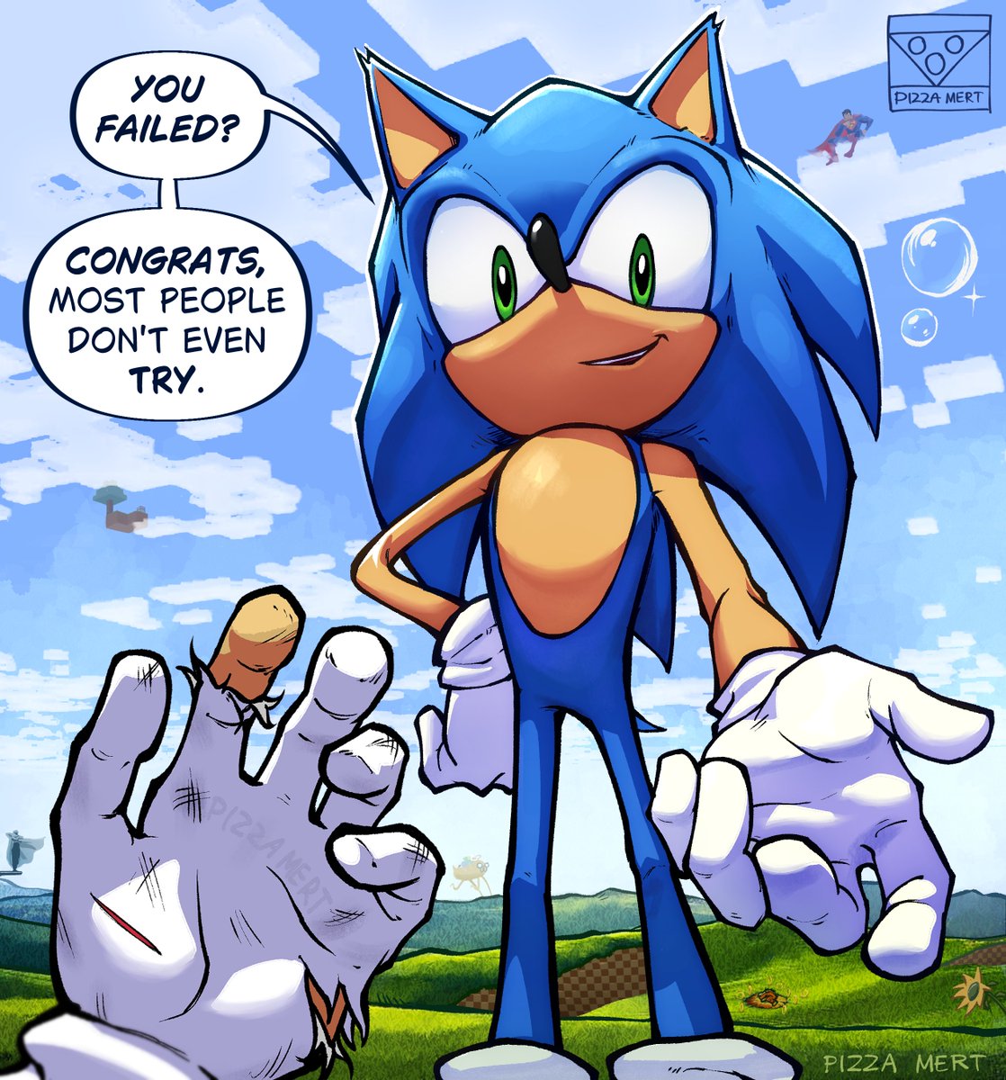 pizza990's tweet photo. Fun fact: The first version of this drawing (left) looked way worse.

Since I'm in a nitpicker fandom like Spider-Man (not in a bad way) I fixed it based on the nitpicks of Sonic fans. Like the message in the drawing you could say I failed the first time and then tried again haha https://t.co/kU4FjqQ9A1