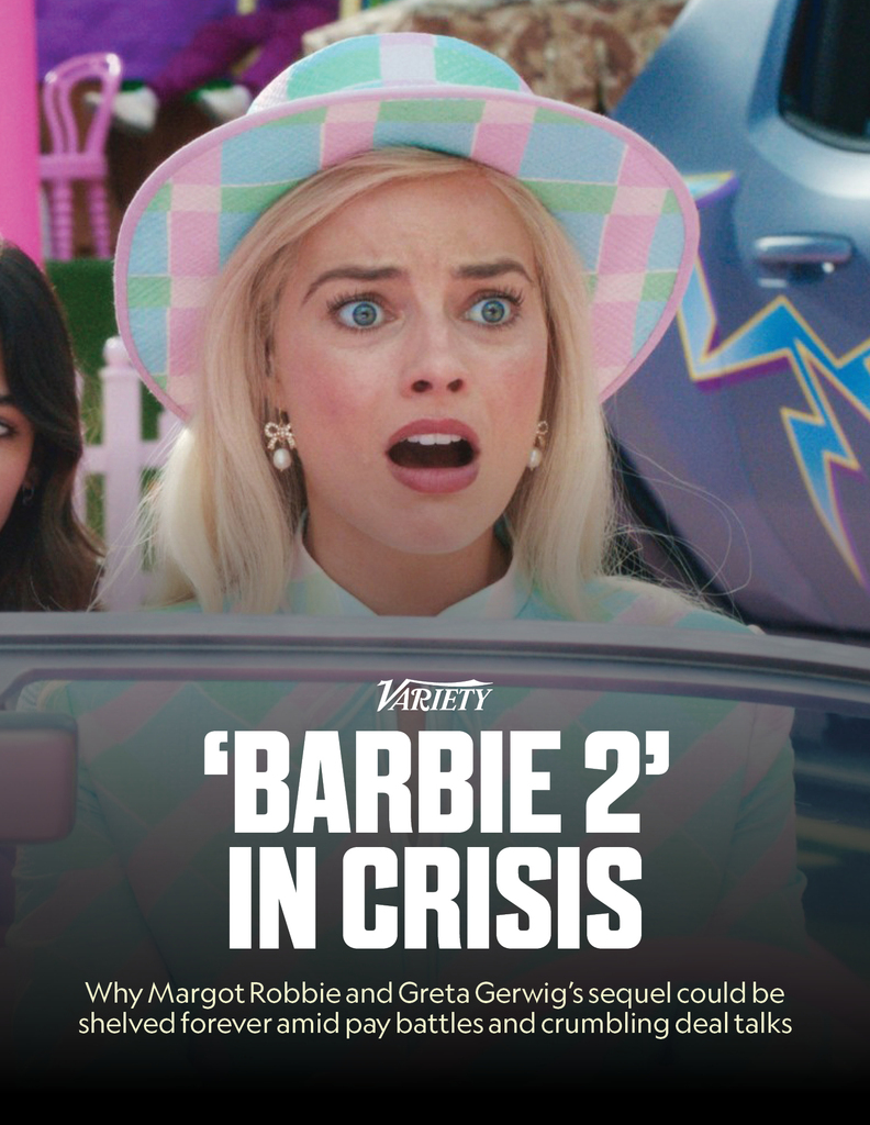 Variety's tweet photo. "BARBIE 2" IN CRISIS 

• Warner Bros. has made more than six offers in the past three years for "Barbie 2" to Greta Gerwig, Margot Robbie and more, all of which have been rejected.

• The most recent deal came this spring and, per a studio source, was the highest Warner Bros. has ever offered for a filmmaking team and its stars. One source called it “life-changing money.”

• The new financial asks from Robbie, Gerwig, Ryan Gosling and Noah Baumbach include pay bumps in upfront fees and generous increases in back-end participation. Gosling is reportedly asking for $20 million to reprise Ken. The team is not asking for first dollar gross, meaning they’d get paid from the box office pot before the studio recoups a dime.

Read the full report here: https://t.co/y1w3BoD0GS