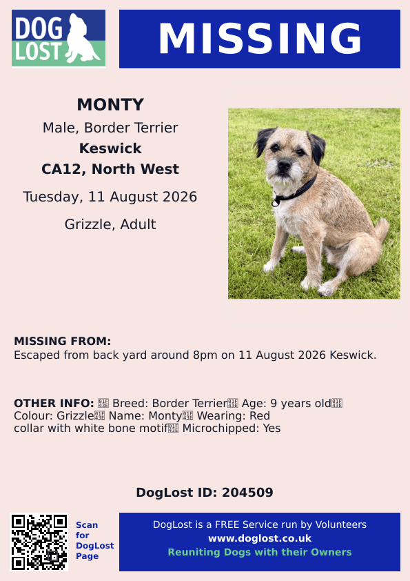 millypod1's tweet photo. 🆘11 AUG 2026 #Lost Monty #ScanMe
Border Terrier Male
Blencathra Street area #Keswick #Cumbria #CA12
https://t.co/3UYVTDOQQQ https://t.co/zvM8mKpYeS