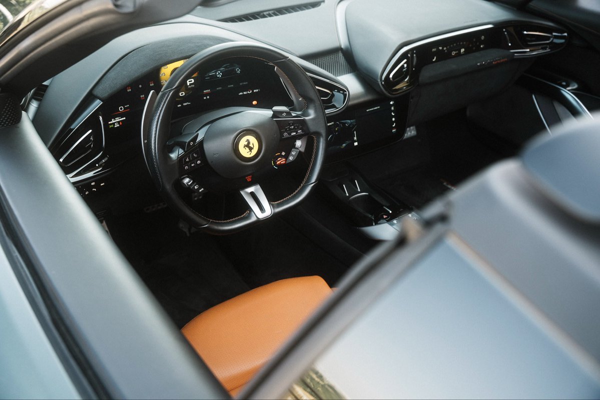 GTspirit's tweet photo. New Ferrari 12Cilindri Spider: the last great open-top V12? 🐎

Finished in stunning Verde Toscana, it pairs timeless grand-touring design with a naturally aspirated 6.5-litre V12 producing 830 hp and revving all the way to 9,500 rpm.
What’s your opinion on it? 👀 

#Ferrari https://t.co/f5nSYXZMDV