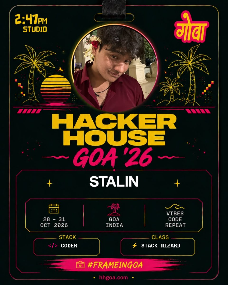 kaushal_swastik's tweet photo. Hey folks! Taking on the Hacker House Goa 2026 task and just shipped our badge generator. π
Check out our take on #FrameInGoa here: https://t.co/47h7tbP2Dp
Hoping to make it to Goa! π΄
@Atharv_Rawal_ @stalinihio #Frameingoa #HHGoa26 https://t.co/Kf8J0YBvRo
