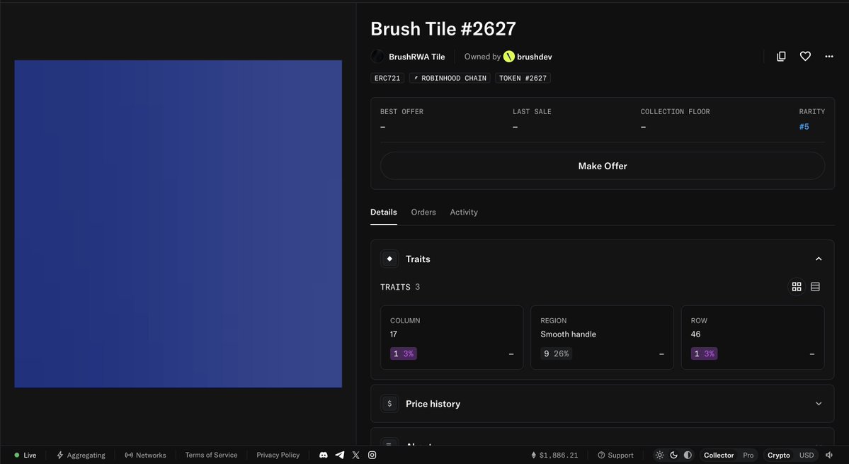 brushrwa's tweet photo. hearing things about robinhood chain reviving nfts

apparently you can turn $brush into a brush tile pixel btw https://t.co/cv0yptzZmS
