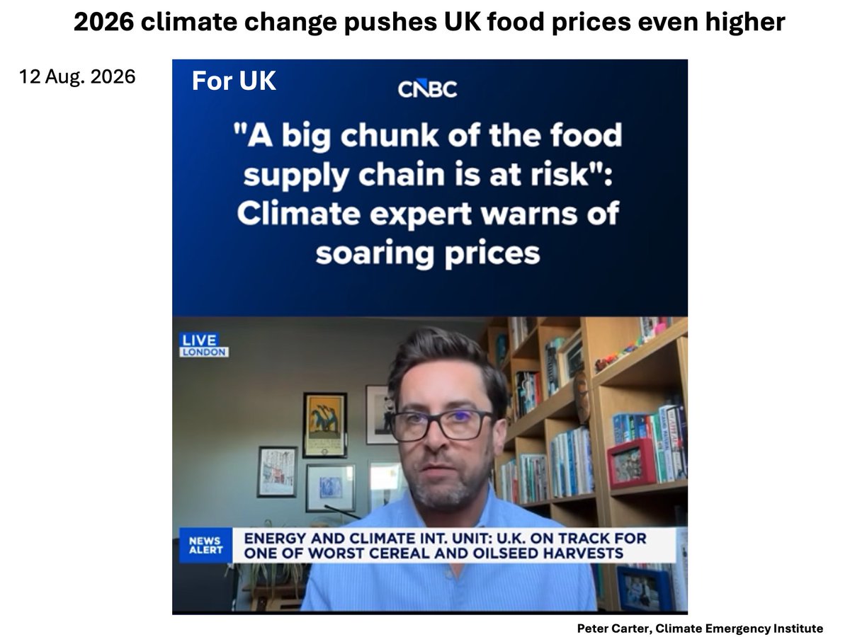PCarterClimate's tweet photo. 2026 UK EXTREME CLIMATE CHANGE TO PUSH UK FOOD PRICES HIGHER
Youtube short, 2026 UK extreme weather bound to increase food prices more in the UK
#foodsecurity #climatechange #globalwarming https://t.co/axyI6q8JHy