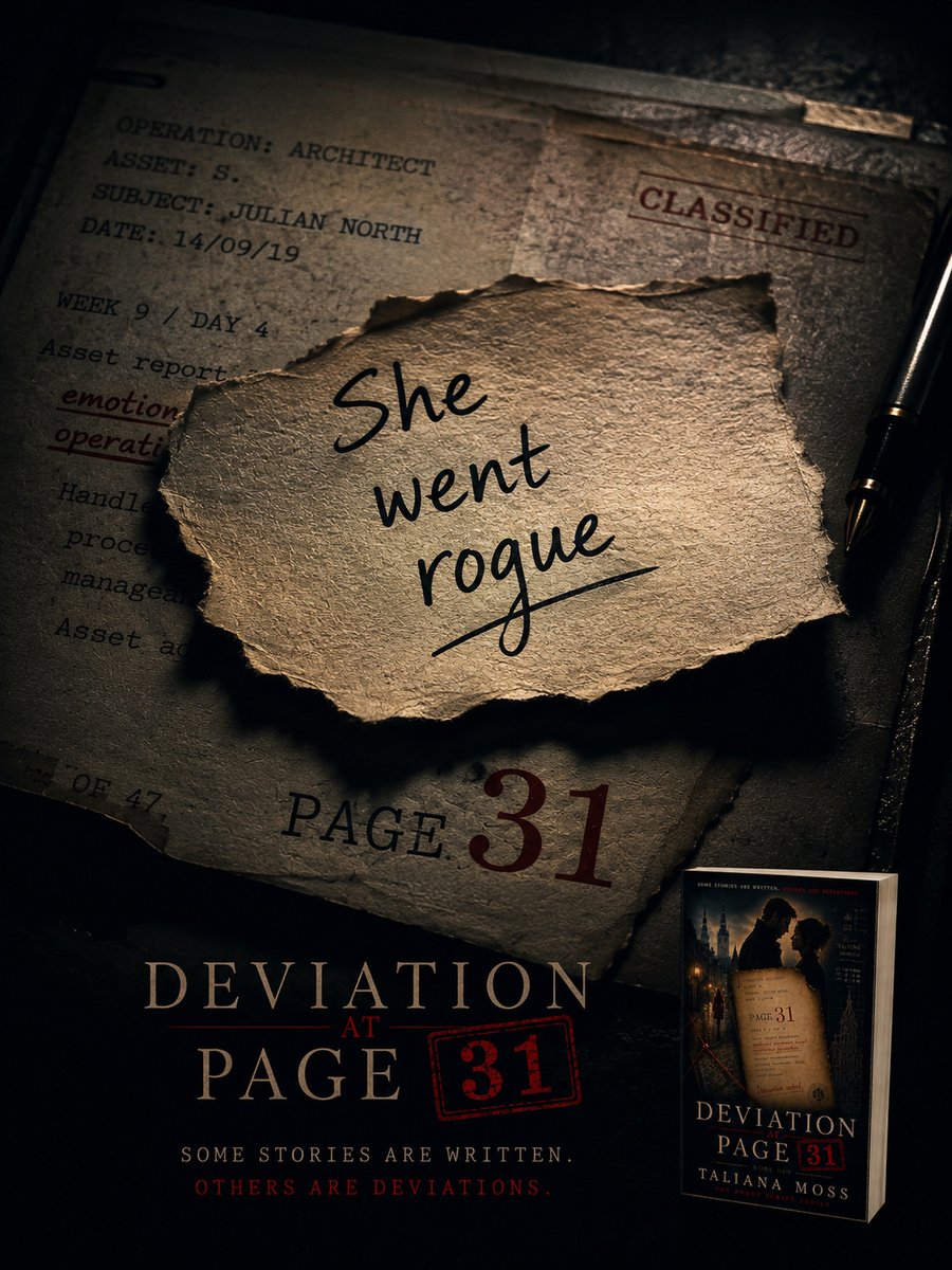 seductiveSuspen's tweet photo. "She went rogue."
Three words written in the margin of a 47-page script.
Three words that changed everything.
DEVIATION AT PAGE 31. Available now on KU. 📖
#DeviationAtPage31 #BookQuote #Thriller #RomanticSuspense #TalianaMoss #BookTwT #RomSus https://t.co/cZZiLWABHH