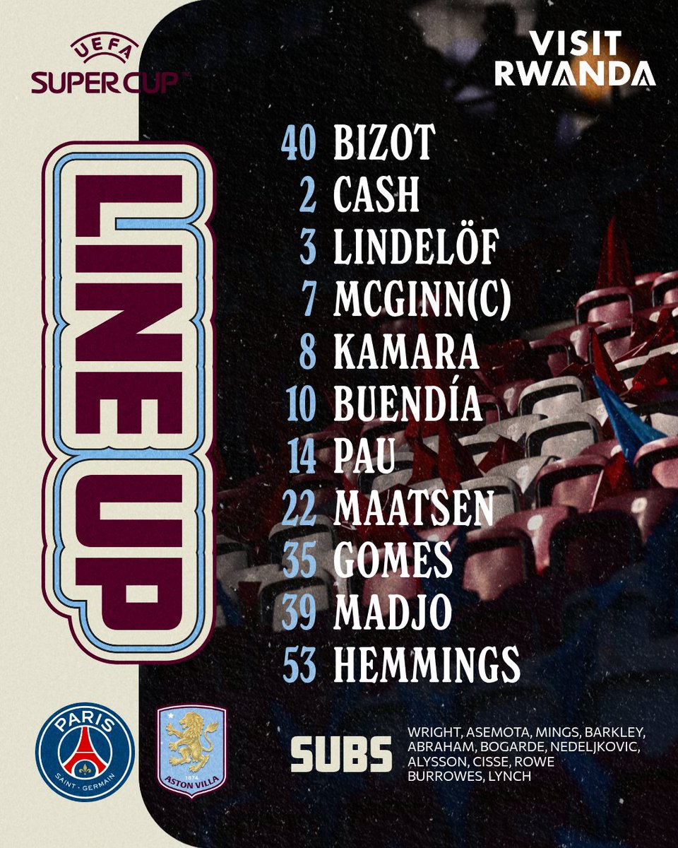 AVFCOfficial's tweet photo. Team news is in 🔒 #PSGAVL https://t.co/yeKkyIKiHQ