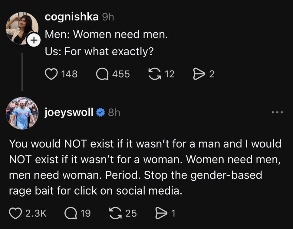 TheJoeySwoll's tweet photo. Why has bashing men become a trend online? It’s literally some women’s entire personality. https://t.co/J9bGaR6JVM