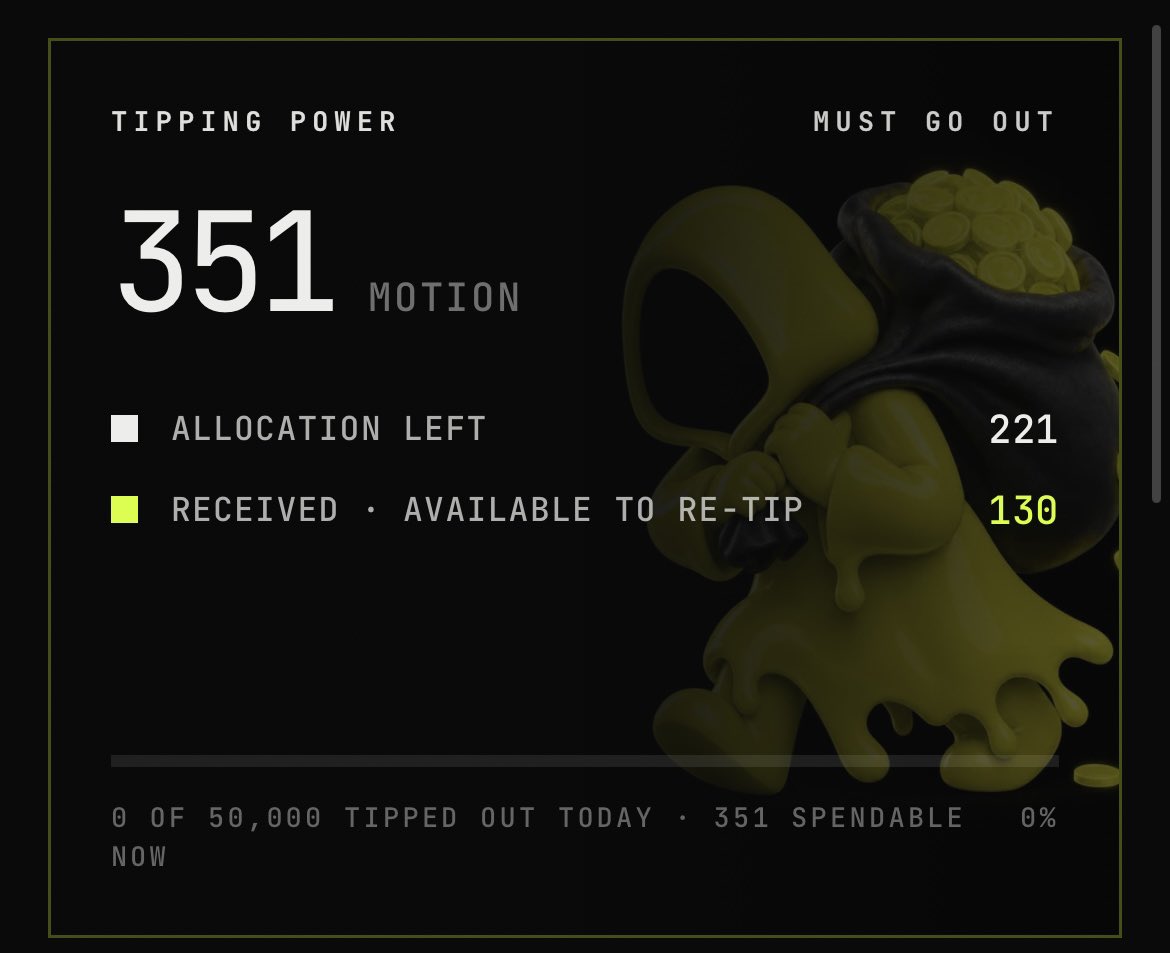 0xplayer222's tweet photo. $MOTION GIVEAWAY 🚨

I’ve got a little bit of allowance left, so why not share it with the community? 👀❤️

Want a chance to get tipped?

Just:
❤️ Like
🔁 Repost
💬 Comment something positive about $MOTION
👥 Tag a friend 

I’ll pick a few people from the comments and send some tips their way. 🫂

Let’s support creators, spread some love, and keep the Motion ecosystem moving. 🚀

Good luck fam! 🫡

#MOTION #MotionTips