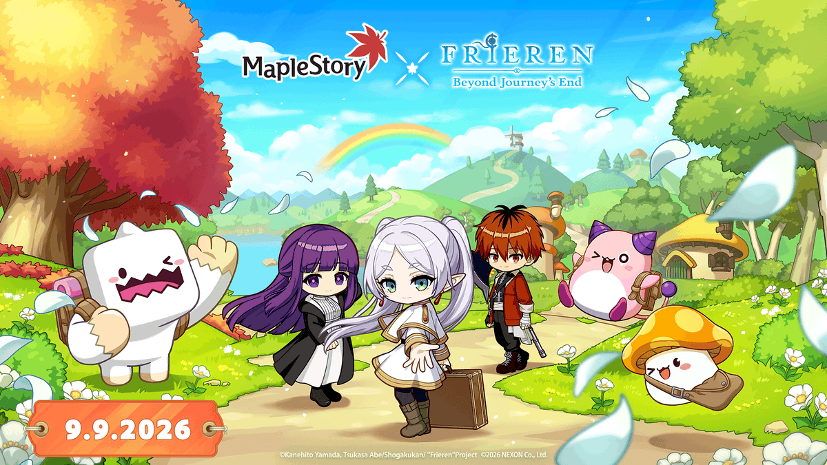 MapleStory's tweet photo. MapleStory x Frieren: Beyond Journey's End is coming to Global MapleStory ✨🍁

Join Frieren and friends for new adventures in Maple World!

#MapleStory #MapleStoryxFrieren https://t.co/xyufArJeBk
