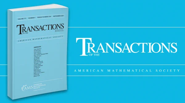 Cover of the Transactions of the American Mathematical Society journal in light blue with a list of contents and publication details.