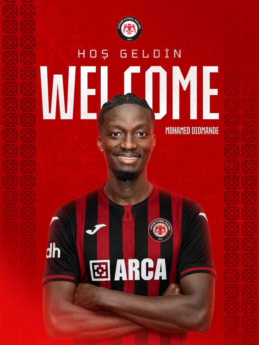 corumfk's tweet photo. Resmî Açıklama | Mohamed Diomande

Kulübümüz, Fildişi Sahilli milli futbolcu Mohamed Diomande’nin transferi konusunda Glasgow Rangers FC ve oyuncu ile anlaşma sağlamış, kendisiyle 3+1 yıllık sözleşme imzalamıştır.

Arca Çorum FK forması altında başarılı bir kariyer geçireceğine olan inancımızla, Mohamed Diomande’ye hoş geldin diyor, yeni yolculuğunda üstün başarılar diliyoruz.

Kamuoyunun bilgisine saygıyla duyurulur.

Arca Çorum Futbol Kulübü