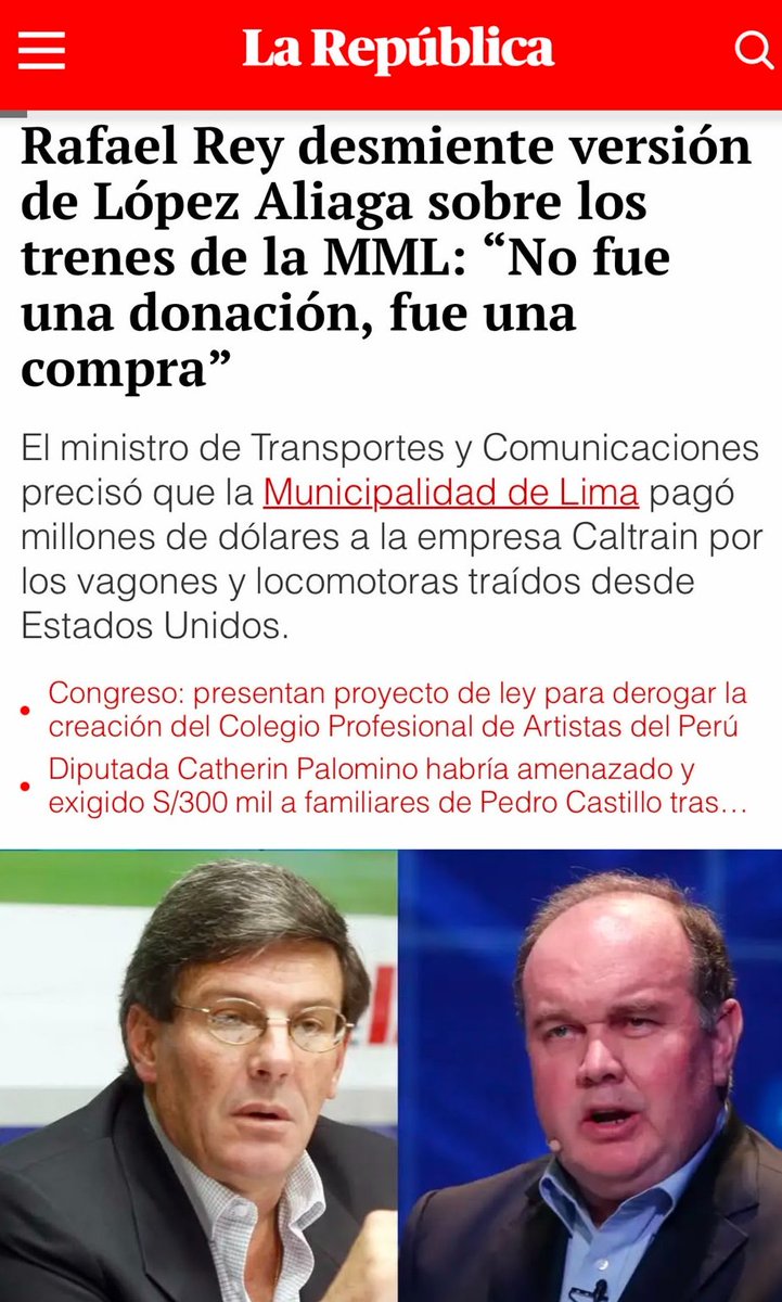 Carlos_Bruce's tweet photo. LÓPEZ ALIAGA LE MINTIÓ A LIMA

Dijo que los trenes eran una donación. No lo eran. El ministro de Transportes, Rafael Rey, lo confirmó: fue una compra.

Los trenes costaron más de 22 millones de dólares y @rlopezaliaga1 se los presentó a los limeños como si hubieran sido un regalo.

Si miente para atribuirse un “regalo” que no existió, ¿cómo podemos esperar que siga administrando el dinero de todos los limeños? ¿Dónde está la @FiscaliaPeru ?. Lima merece autoridades en las que pueda confiar.