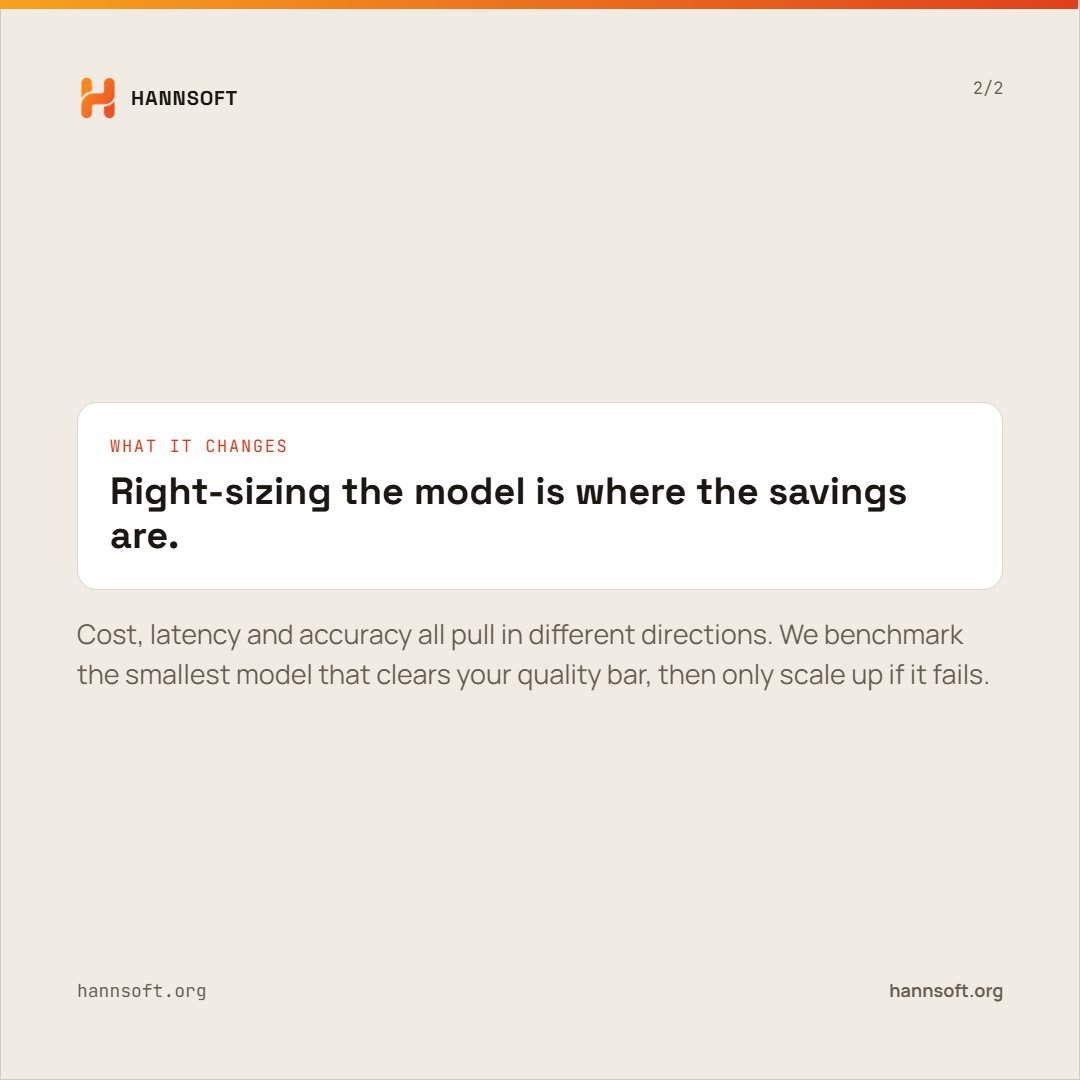 han78692's tweet photo. A small fine-tuned model often beats a huge general one on your specific task, at a fraction of the cost.

Right-sizing the model is where the savings are.

#AI #MachineLearning #LLM #AgenticAI #AIDevelopment #Hannsoft #SoftwareHouse #TechInLahore #SoftwareDevelopment https://t.co/PoL1joTo4z