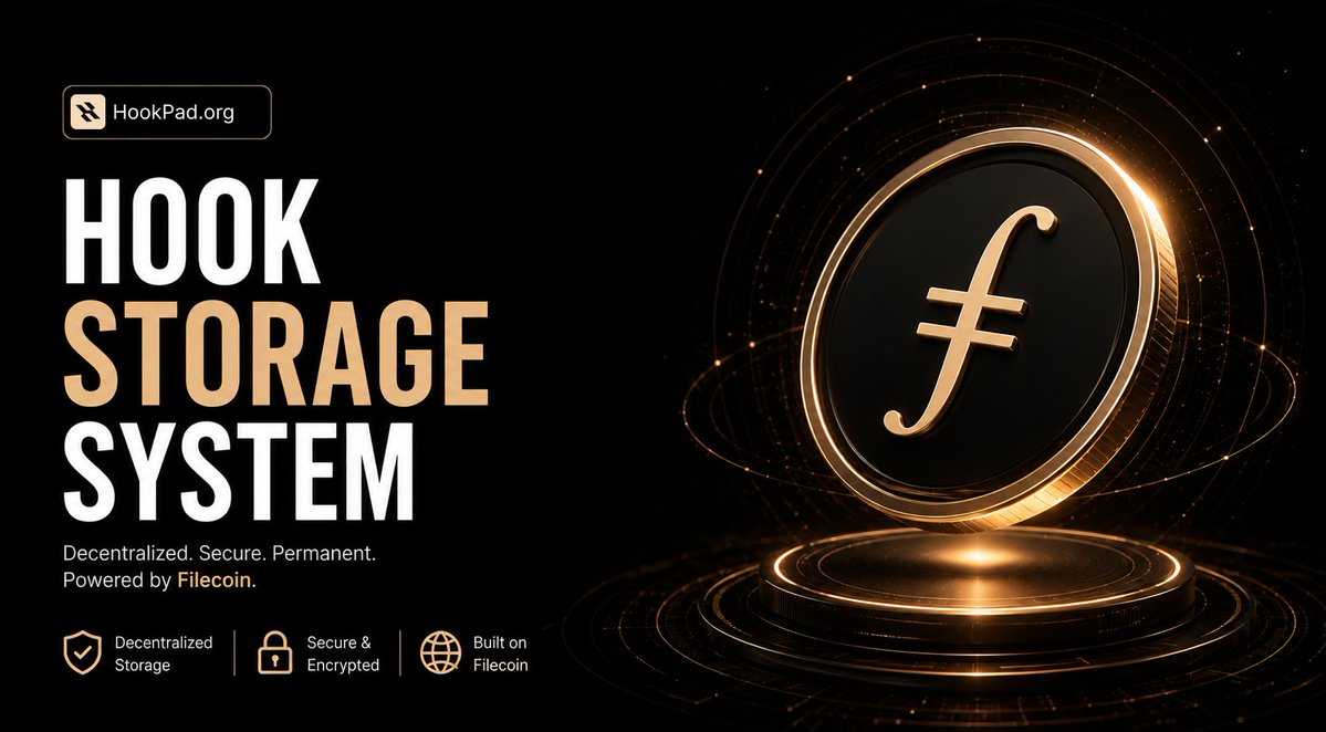 Hookdotpad's tweet photo. Hook Storage System

We’re currently building the Hook Storage System for HookPad users.

At the initial stage, user hooks will be securely stored in our database, providing a reliable foundation for the platform.

In the next stage, we plan to integrate our AI agent with Filecoin, moving hook storage toward a decentralized and permissionless architecture.

The goal is simple: your hooks, accessible without centralized storage dependencies.

HookPad is building toward a more open and permissionless future.