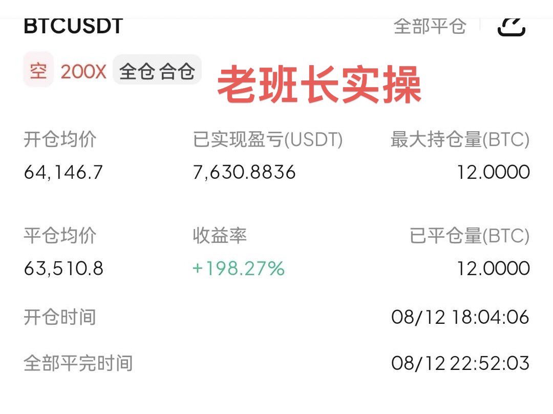 lbz7354's tweet photo. BTC 空单
64200👉63510，区间波动700多点，
拿下7630油
逻辑就一句话：四小时布林带开口向下，
反弹到压力位站不住，就是给空的机会。
凌晨发的分析，白天完美兑现。
行情不会骗人，信号到了别犹豫。 https://t.co/F9bzFaCXyY