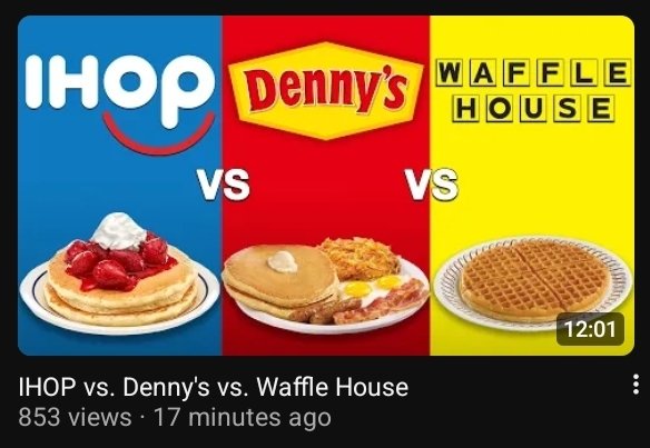 BreckinMathias's tweet photo. IHOP has the best story 
Denny's has the best gameplay 
Waffle House has the best characters https://t.co/zPI4qiAaxF