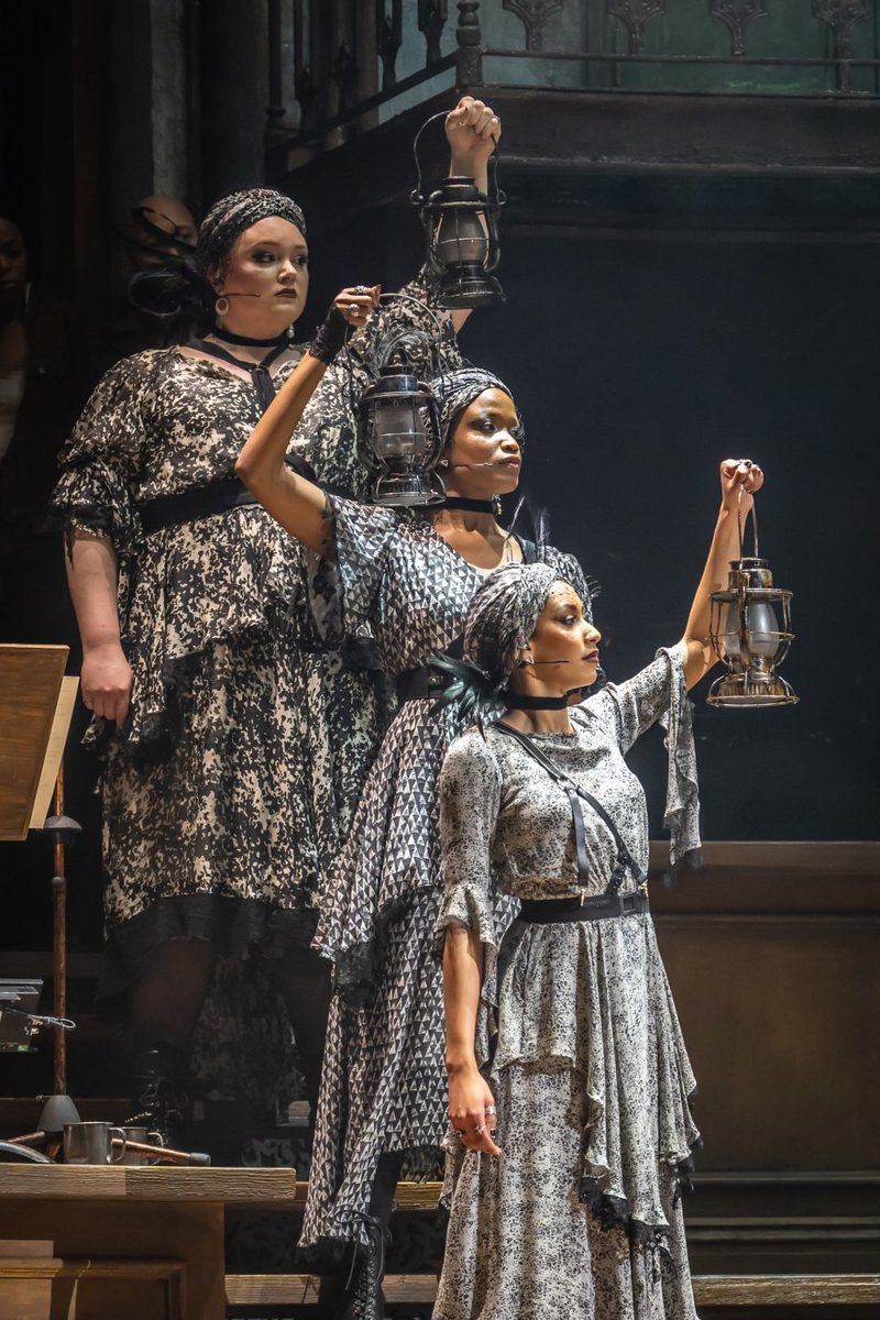 htownarchive's tweet photo. allie daniel, madeline charlemagne and bella brown as the fates (west end, 2024) https://t.co/dWesYWx1qq
