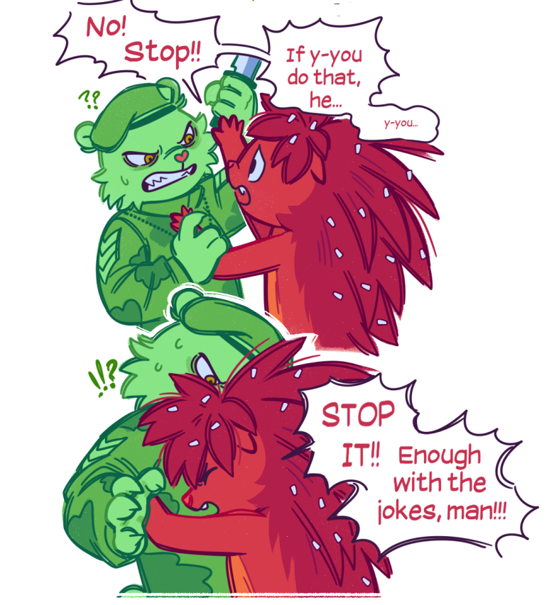 LuiRaArt's tweet photo. just when Flaky was thinking that it had always been a bad idea to leave the curse's range with Flippy, the star of her nightmares did the one thing she least expected https://t.co/zhgr110RJE