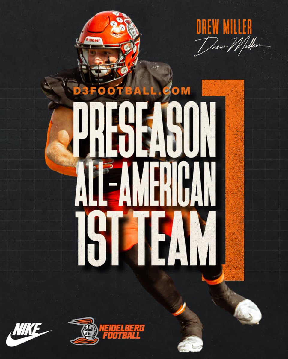 BergFootball's tweet photo. Drew Miller……
All-OAC (football &amp; wrestling)
All-American
Academic All-American (football &amp; wrestling)
Clyde Lamb award (OAC scholar athlete of the year) 

and now….

Pre-Season 1st team All-American https://t.co/4yLWxMGTTg