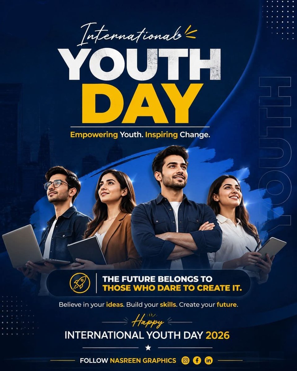 imusmanw's tweet photo. *International Youth Day 2026, Empowering Youth. Inspiring Change.* 🌍
To every young professional reading this: Keep learning. Keep building. The world needs what only you can create 🚀
  #InternationalYouthDay #YouthDay2026 #EmpoweringYouth #YouthLeadership #CreativePakistan https://t.co/KssDDEasFj