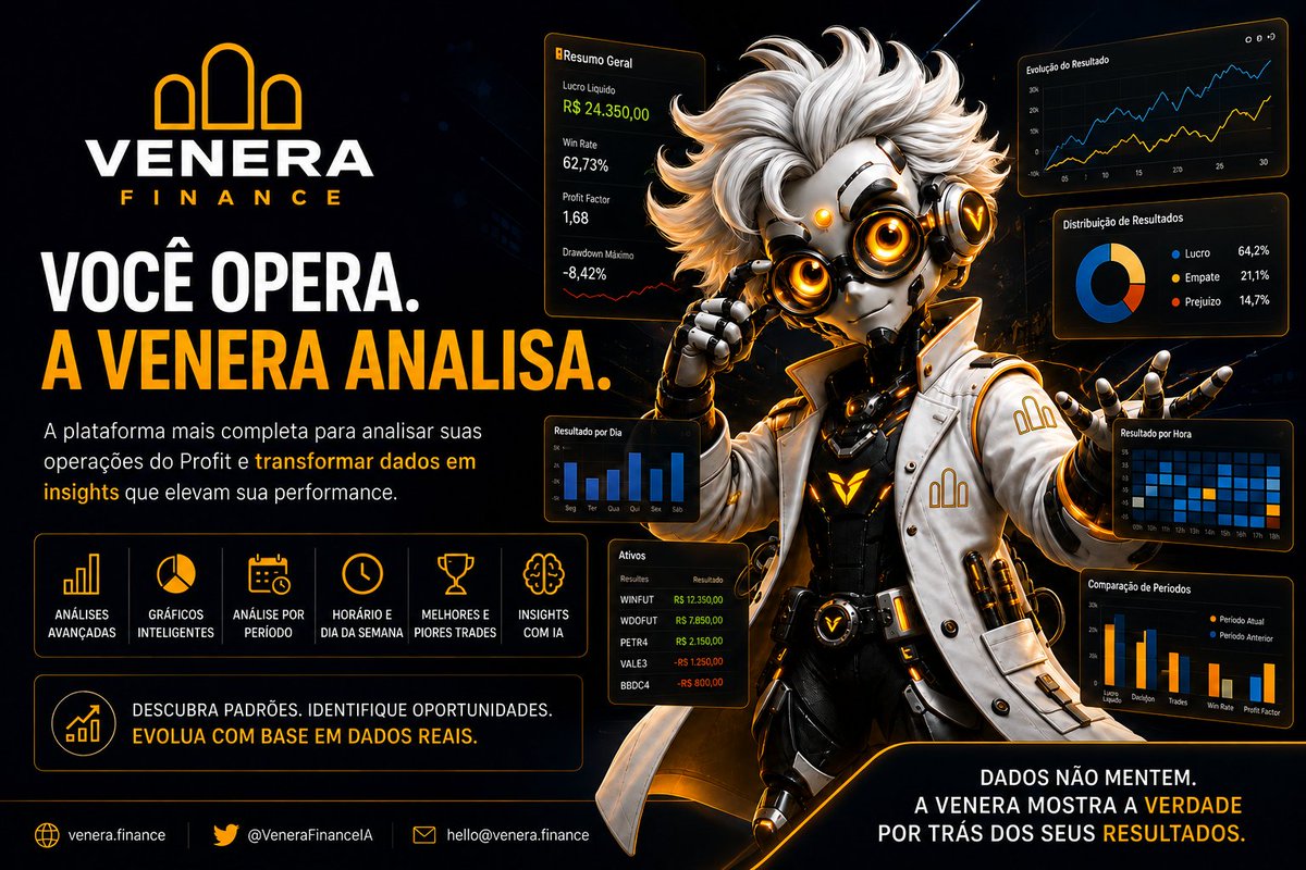 VeneraFinanceIA's tweet photo. Você opera. A Venera analisa. 📊https://t.co/JETYHMTvsm

A Venera Finance transforma os dados do Profit em clareza para traders e criadores de robôs: performance, risco, drawdown, consistência e robustez.
Monte Carlo, Combo Portfolio e IA Insights para entender o que realmente está por trás dos seus resultados.

#TradingQuantitativo #RobôsDeTrade