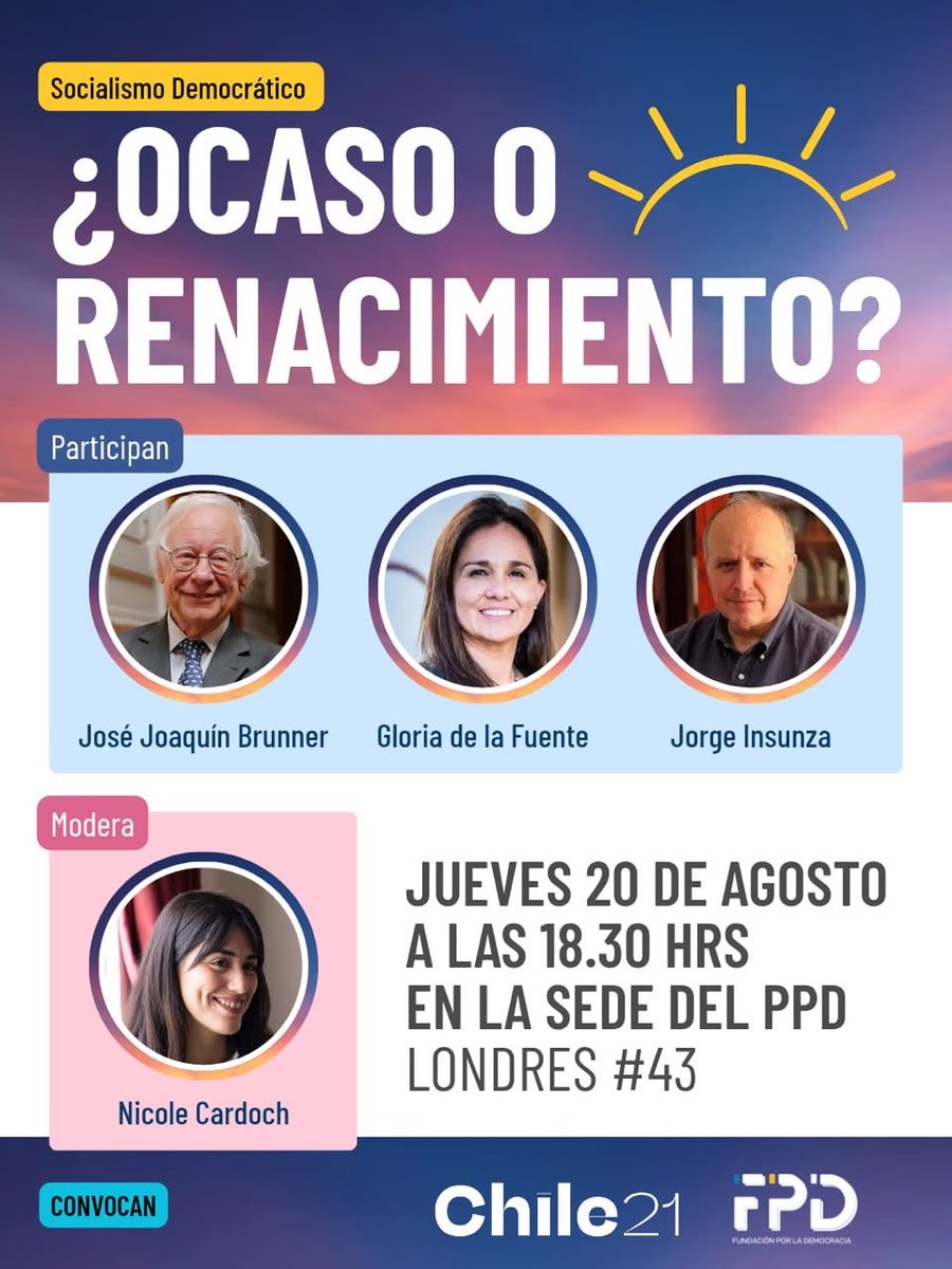 fpd_cl's tweet photo. Balance, lecciones y autocrítica de una derrota: eso conversamos estos meses. Hoy toca hablar de soluciones: una centroizquierda que vuelva a conectar con Chile. Panel de alto nivel este jueves 20 de agosto, 18:30 hrs, en la sede del PPD. ¡No te lo pierdas! https://t.co/16og0hAgmP
