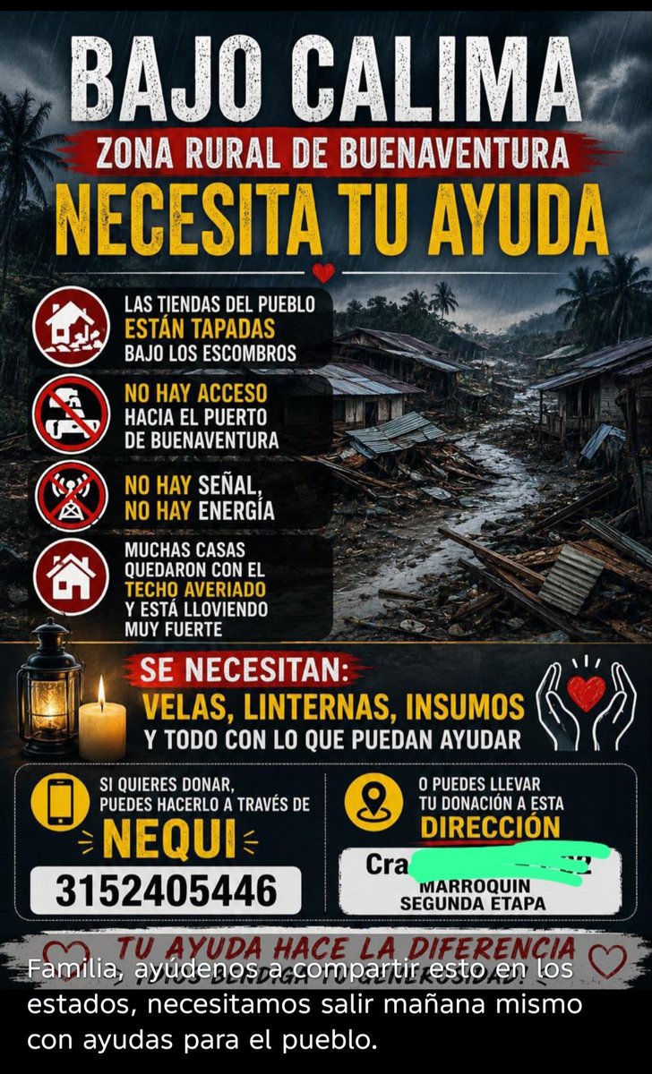 JhonEdward92's tweet photo. #temblor #sismo #terremoto #cali #buenaventura @UNGRD #ungrd @NoticiasCaracol @NoticiasRCN @ActualidadRT @MabelLaraNews @ONU_es @DilianFrancisca  El pueblo del #bajocalima #SOS necesita de mucha urgencia todas las ayudas posibles. https://t.co/qPdyc4IL9Y