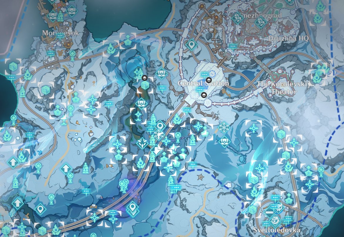genshinmains_'s tweet photo. Insane amount of icons. 🤧

You can turn them off by opening your map -> manager prime ice constructs -> delete -> select all ->  delete 

After that, open the Graeae menu -> Construct details -> settings -> disable "allow receiving prime ice constructs from others". 

#Snezhnaya #GenshinImpact