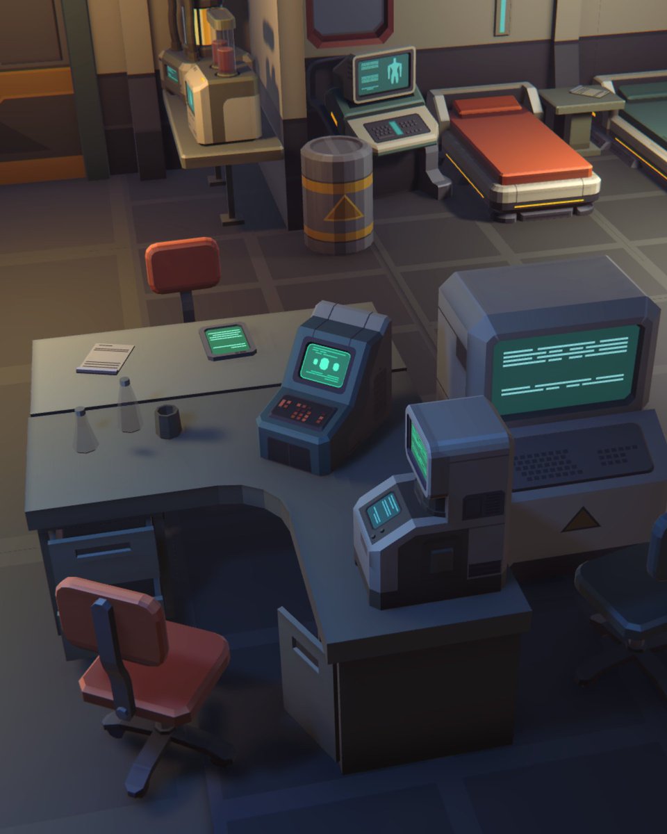 PolynestAsset's tweet photo. A closer look at the laboratory sector from Cosmic Retro. 🧪

Lots of small research equipment, terminals and props to make the environment feel like an actual working sci-fi lab.

https://t.co/rRpQgEHiqv https://t.co/JBaCyOQEhs