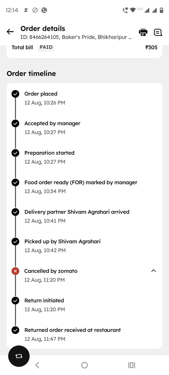 SK48545192's tweet photo. @zomatocare @zomato  rider name shivam who denied to return the order screenshot attached chat with zomato support along with order details kindly take strict action so that no other rider do such things in future also request you to terminate his ID for doing this fruad https://t.co/vavFeSkdNe