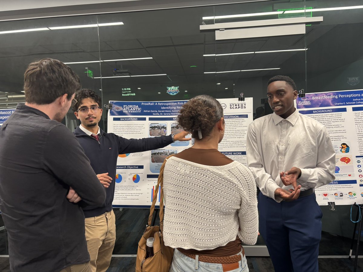 SmartFAU's tweet photo. A strong finish to a summer of research! 👏

Students in our My Streetscape Summer Research Institute presented their final projects and shared their posters at the FAU OURI Summer Student Showcase.

Congrats to this year's cohort on six weeks of research, discovery and growth! https://t.co/QRM5SQZhvs