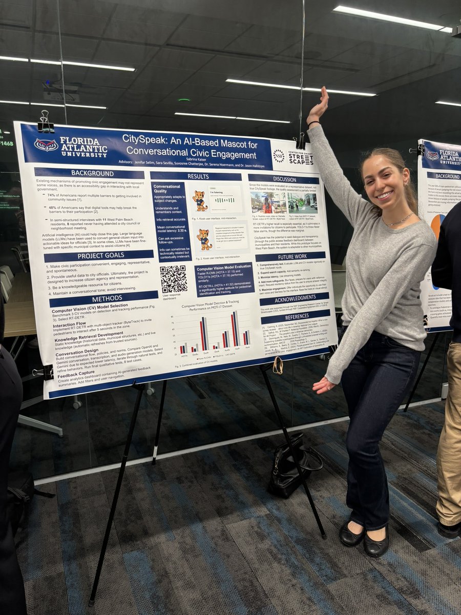 SmartFAU's tweet photo. A strong finish to a summer of research! 👏

Students in our My Streetscape Summer Research Institute presented their final projects and shared their posters at the FAU OURI Summer Student Showcase.

Congrats to this year's cohort on six weeks of research, discovery and growth! https://t.co/QRM5SQZhvs