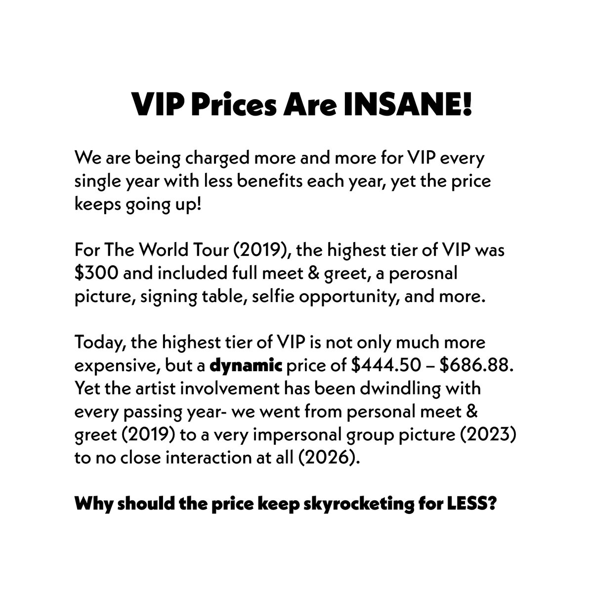 chartatonix's tweet photo. 🚨 LET'S TAKE ACTION - As dedicated @PTXofficial fans, we deserve transparency on the VIP price gouging, unfair Patreon treatment, and lack of communication we receive from them- year after year. We have to band together to let our voices be known to fix these issues- 🧵 https://t.co/1RhsaKaDwu