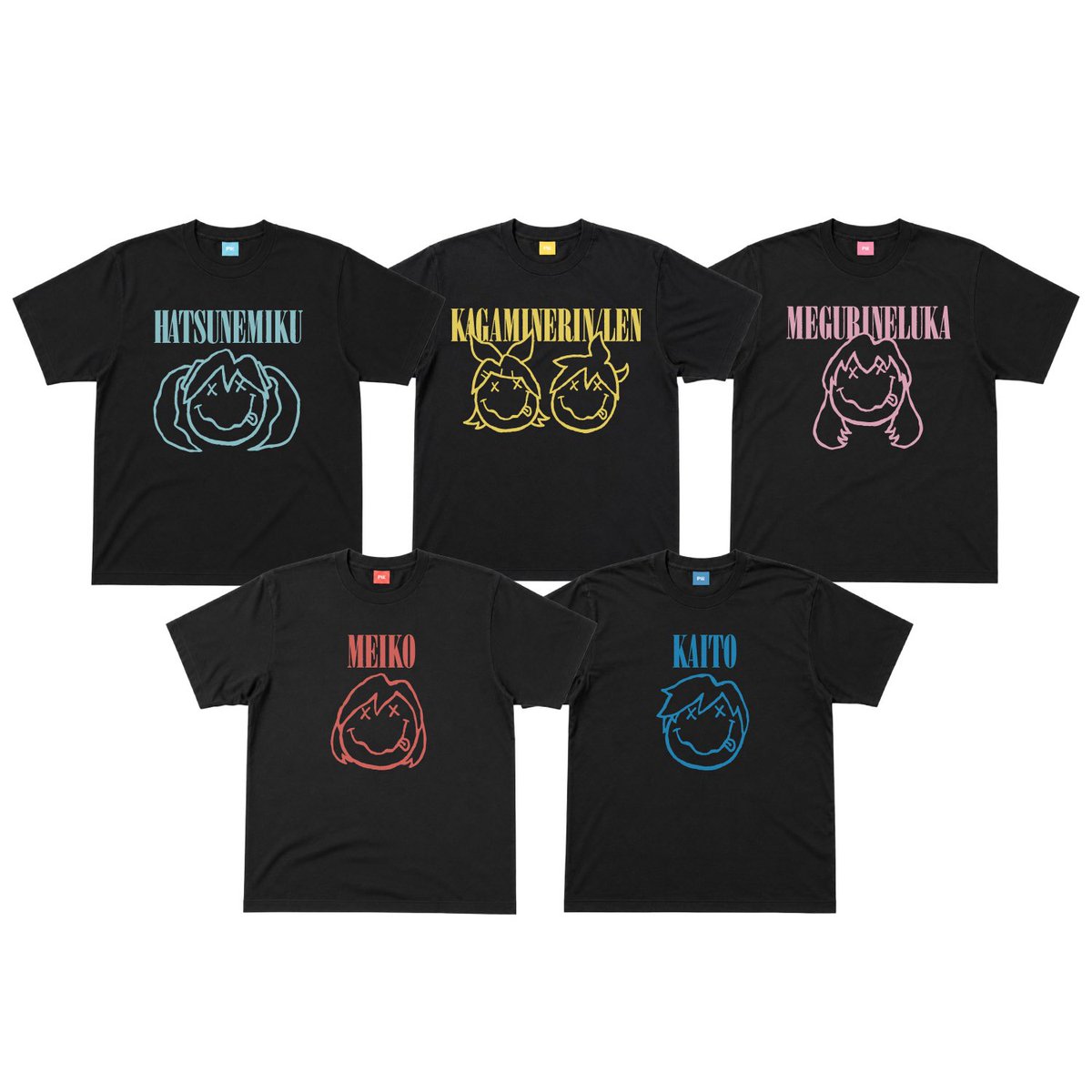 andPiit's tweet photo. ラフな落書き風スマイルでピアプロキャラクターズを表現したプリントTシャツ。ブラックボディに映える、遊び心のあるデザインです。
2016年リリースのデザインを、透けにくい6.6ozのプレミアムボディで限定復刻。全5色展開で、襟元のブランドネーム裏にはキャラクターが隠れています。Piitオリジナルの簡易ハンガー「FlatPack Hanger」付き。

「ピアプロキャラクターズ」SMILE Tシャツ
https://t.co/twFVROFWC5

#初音ミク #鏡音リン #鏡音レン #巡音ルカ #MEIKO #KAITO #ピアプロキャラクターズ #andPiit