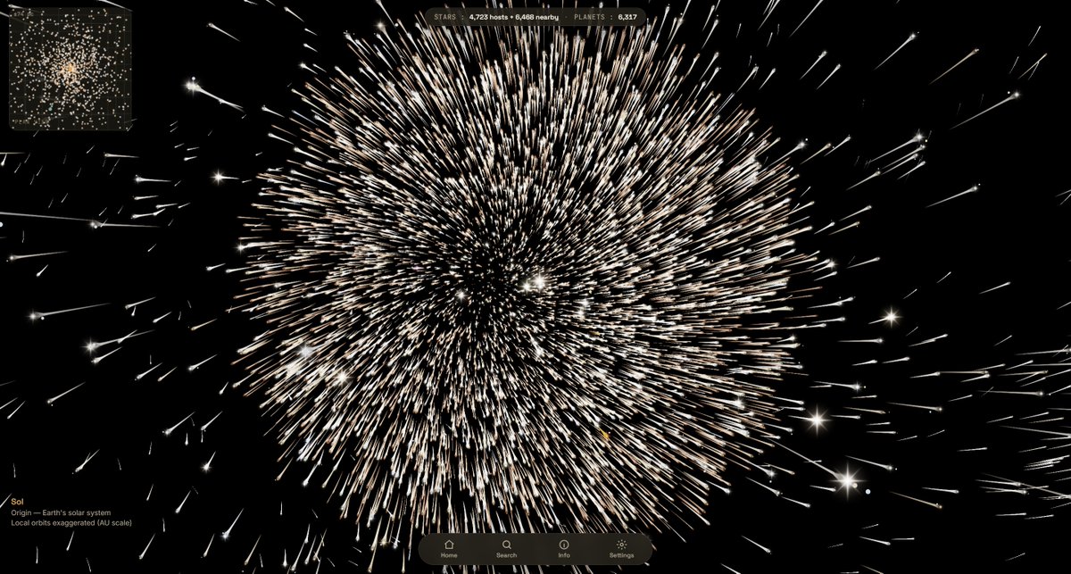 dom767's tweet photo. I built a little Exoplanet Viewer so you can navigate all of the known exoplanets in the galaxy, flying between different planetary systems, seeing the planets, it's quite fun! https://t.co/gDPxMdkIYM https://t.co/p7LFNkoIgk