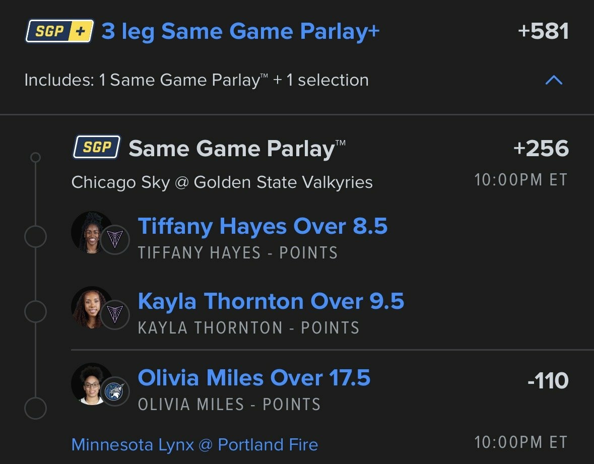 WINNINGov's tweet photo. 3 players.
3 point totals Over 

All from my WNBA Points Model.

Betslip
https://t.co/pke9o1OpOz

#NBA 🏀 | #WNBA | #CBB 🏀 |  #PrizePicks 🔐 | #PROPS | #POTD 📋 | #Picks | #MLB ⚾ | #Gambling𝕏 | #Parlay @Playbook
#Sportsbetting #NFL   
#DraftKings������ #Fanduel https://t.co/qJcb0uopcB