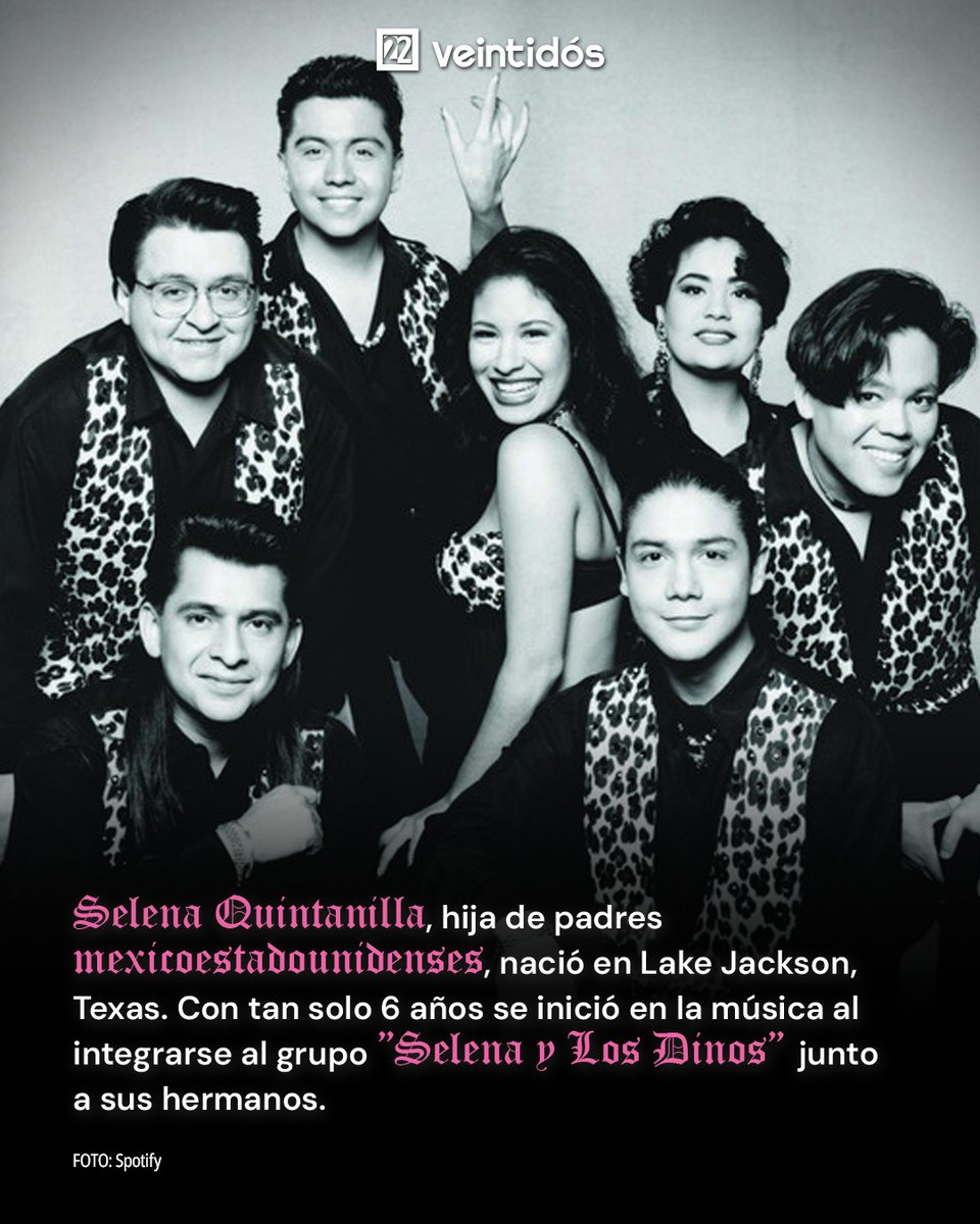 Canal22's tweet photo. Selena Quintanilla es una de las mayores referentes de la música latina.

Originaria de Lake Jackson, Texas, la cantante es un claro ejemplo de orgullo binacional para millones de personas que buscan en sus raíces la fuerza para trascender fronteras.

📲 Desliza y conoce un poco más sobre la historia de la reina del Tex-Mex. 👑🌹

(1/2)