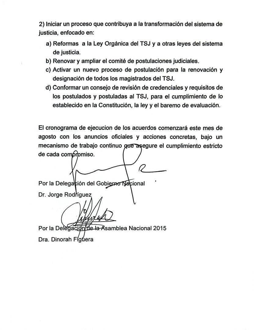 endsequera's tweet photo. El anuncio de la renovación y designación de todos los magistrados del Tribunal Supremo de Justicia es el primer gran logro de la mesa de negociación entre el chavismo y la oposición.

La transformación del sistema de justicia es indispensable para reinstitucionalizar el país y construir garantías reales para un traspaso de mando tras unas elecciones libres.

Resta ver los nombres de quienes serán designados como magistrados.

Lo dicho: esta negociación es diferente.

Estados Unidos tiene el poder y la capacidad de forzar al chavismo a desmontar sus instituciones fraudulentas. 

Veremos si tienen la voluntad política para hacer que el chavismo cumpla en la realidad lo que firma en el papel.