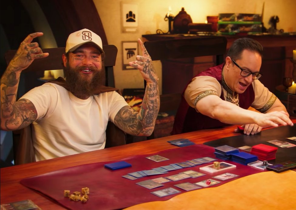 PeakHobby's tweet photo. Post Malone @PostMalone was a guest on #GameKnights to celebrate the release of Magic: The Gathering - The Hobbit
He plays the $2.6m One Ring and comes from behind to win the Commander battle!
Watch the fun and hilarious full YouTube of the battle below! https://t.co/tFzpfaj7ab