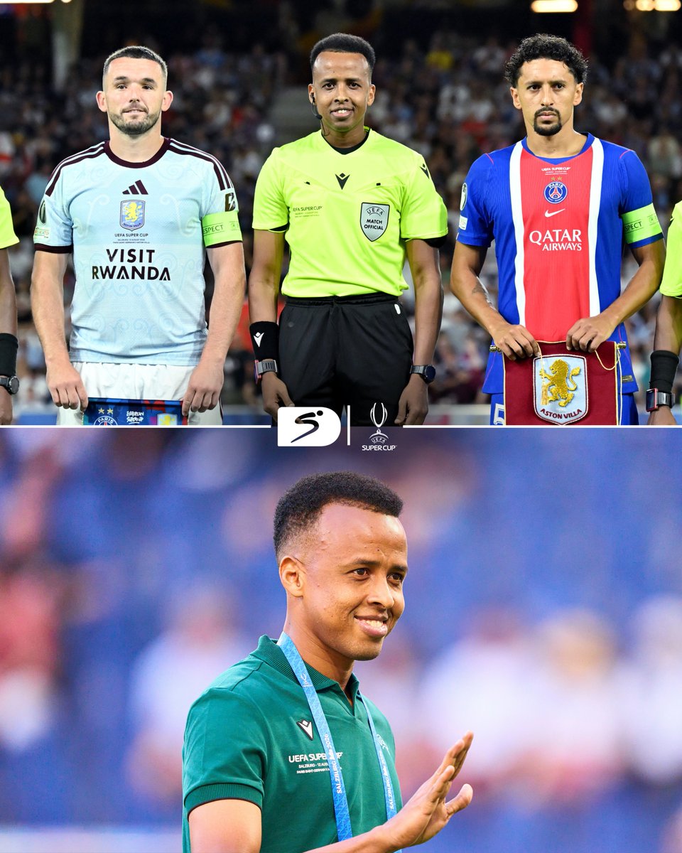 SSFootball's tweet photo. A special moment for Somalia's Omar Artan 🤩📸

He is the first non-European to referee the UEFA Super Cup 👏📚

📺 Stream #SuperCup on DStv: https://t.co/B0jLrQW5cc https://t.co/FaExFsrODC