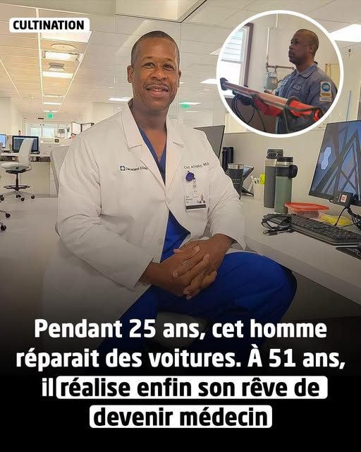 KateriSeraphina's tweet photo. Carl Allamby a passé 25 ans comme mécanicien et propriétaire d’un garage à Cleveland (Ohio), tout en élevant sa famille. Depuis l’enfance, il rêvait pourtant de devenir médecin. À 44 ans, il reprend ses études, obtient son diplôme de médecine à 47 ans, puis termine sa résidence. En 2022, à 51 ans, il devient médecin urgentiste au Cleveland Clinic. Aujourd’hui, il soigne des patients avec la même passion qu’il mettait autrefois à réparer des moteurs.
Sources des informations citées : People
