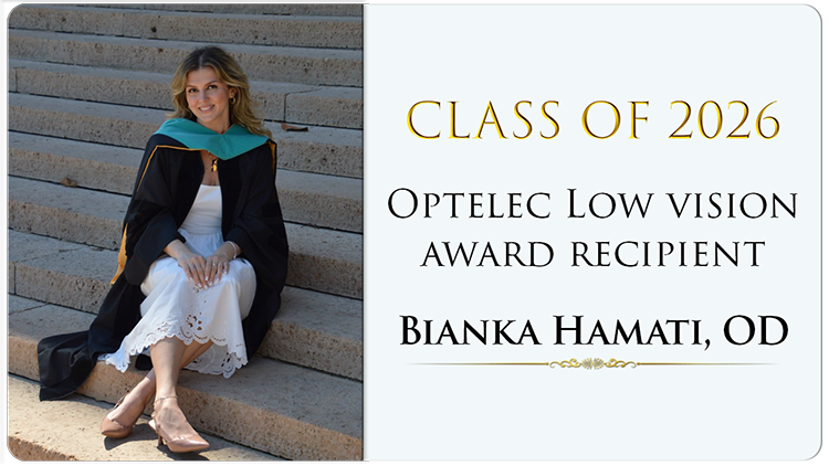 Optelec's tweet photo. Congratulations to Dr. Bianka Hamati! 

Bianka Hamati, OD, is a Class of 2026 graduate of @DrexelElkinsPk and a recipient of the 2026 Optelec Excellence in Low Vision Award. We wish her continued success at The Eye Center of Warren.

#DrexelElkinsPark #Optometrist #LowVision https://t.co/pYMzaZvZGM