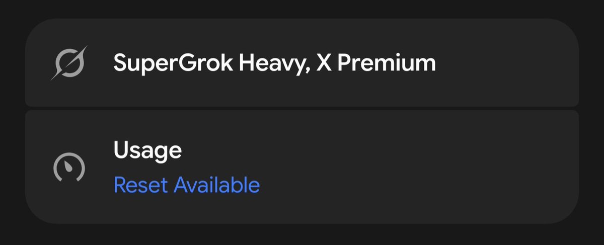 ThordeanFPV's tweet photo. Whaaaa!!!! Reset Available! 😎

Thank you! @grok @SpaceXAI @elonmusk 

To everybody working on all of these updates, amazing work ladies and gentlemen... 🖤 https://t.co/ihIkg77Dvn