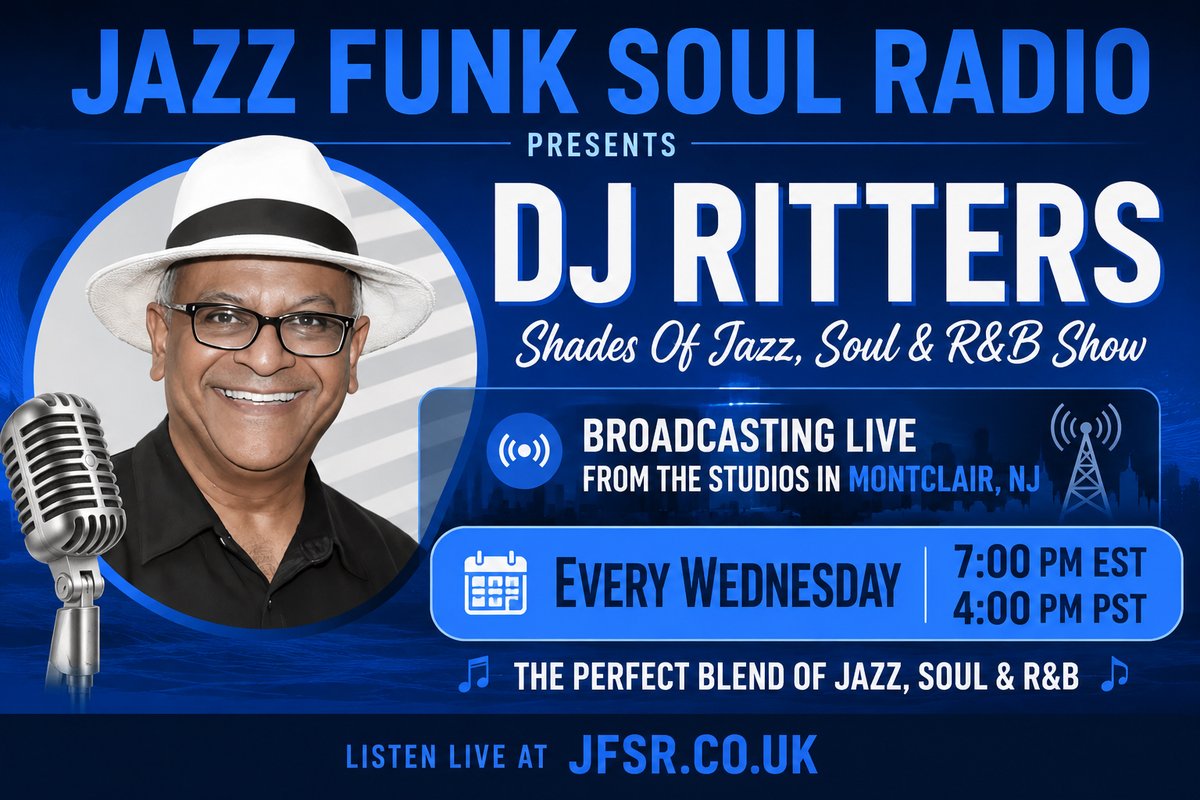 ritters90's tweet photo. DJ Ritters LIVE Tonight 
Join me tonight at 7pm EST as I take over the airwaves on Jazz Funk Soul Radio for a special 2-hour broadcast!
I'll be spinning Jazz, classic Soul, and R&amp;B tracks to get your evening grooving right.
To listen live: https://t.co/olCji3oAmQ https://t.co/GovYFi72ru