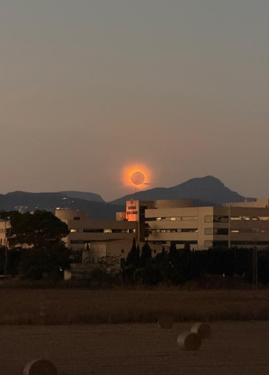 SonLlatzer's tweet photo. 🌒 Una imatge per recordar.

L’eclipsi solar sobre l’Hospital Universitari Son Llàtzer, una perspectiva única d’un moment excepcional viscut avui a Mallorca.

📸 Fotografia: Malén Vidal https://t.co/d1Xfmj7k6f