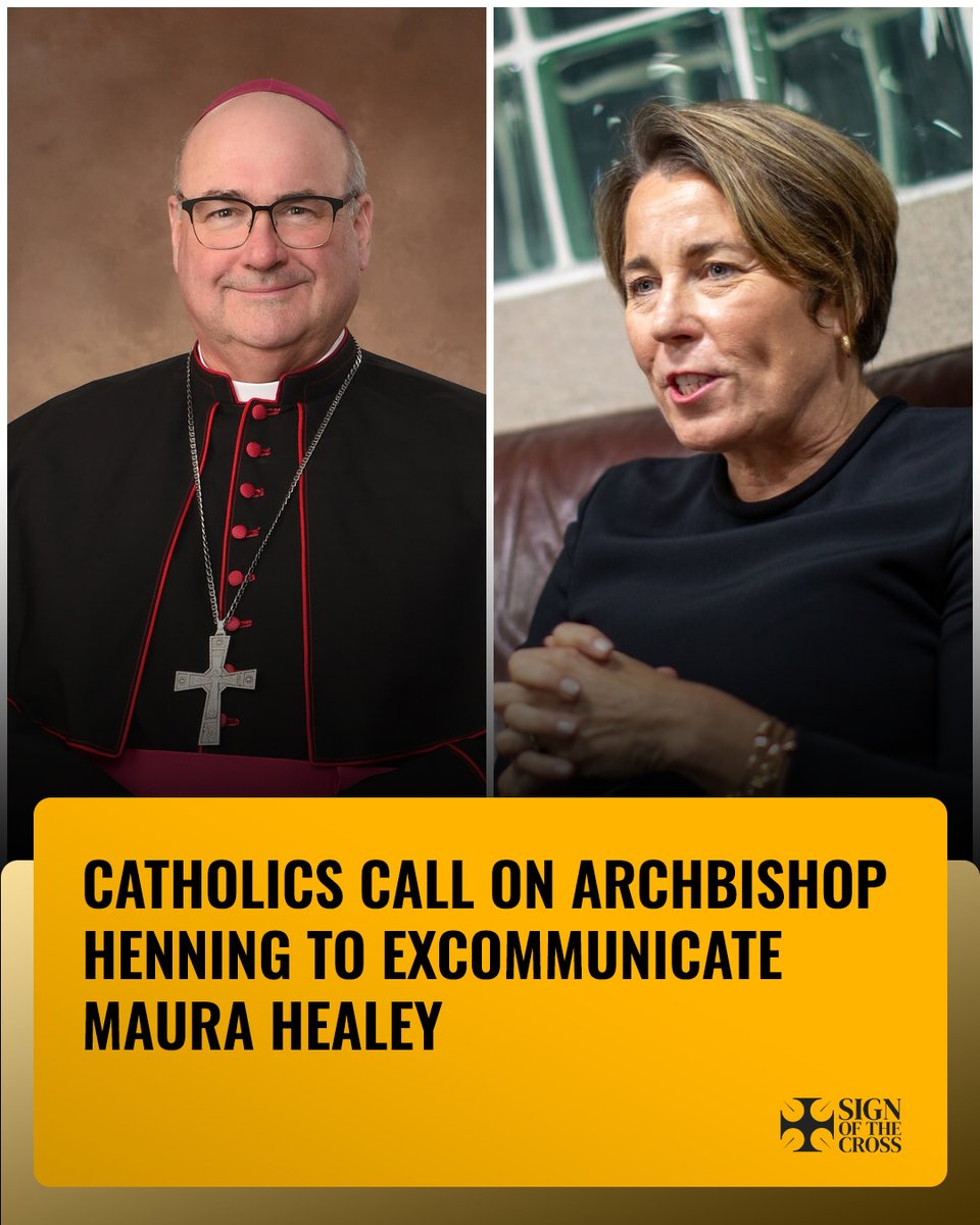 CatholicSOTC's tweet photo. Catholics are calling on Archbishop Henning to excommunicate Democrat Gov. Maura Healey after she signed into law unlimited abortion up to birth.
https://t.co/4geB0z22cs https://t.co/hI7EZ3eStL